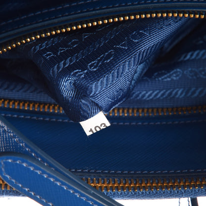 Prada Saffiano Vernice Medium Galleria Double Zip Tote Cobalto 8 of 8
