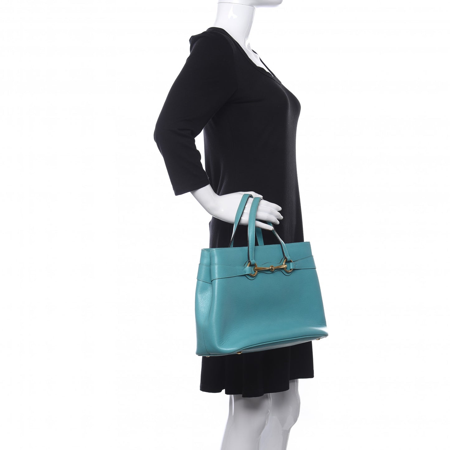Textured Calfskin Medium Bright Bit Tote Blue