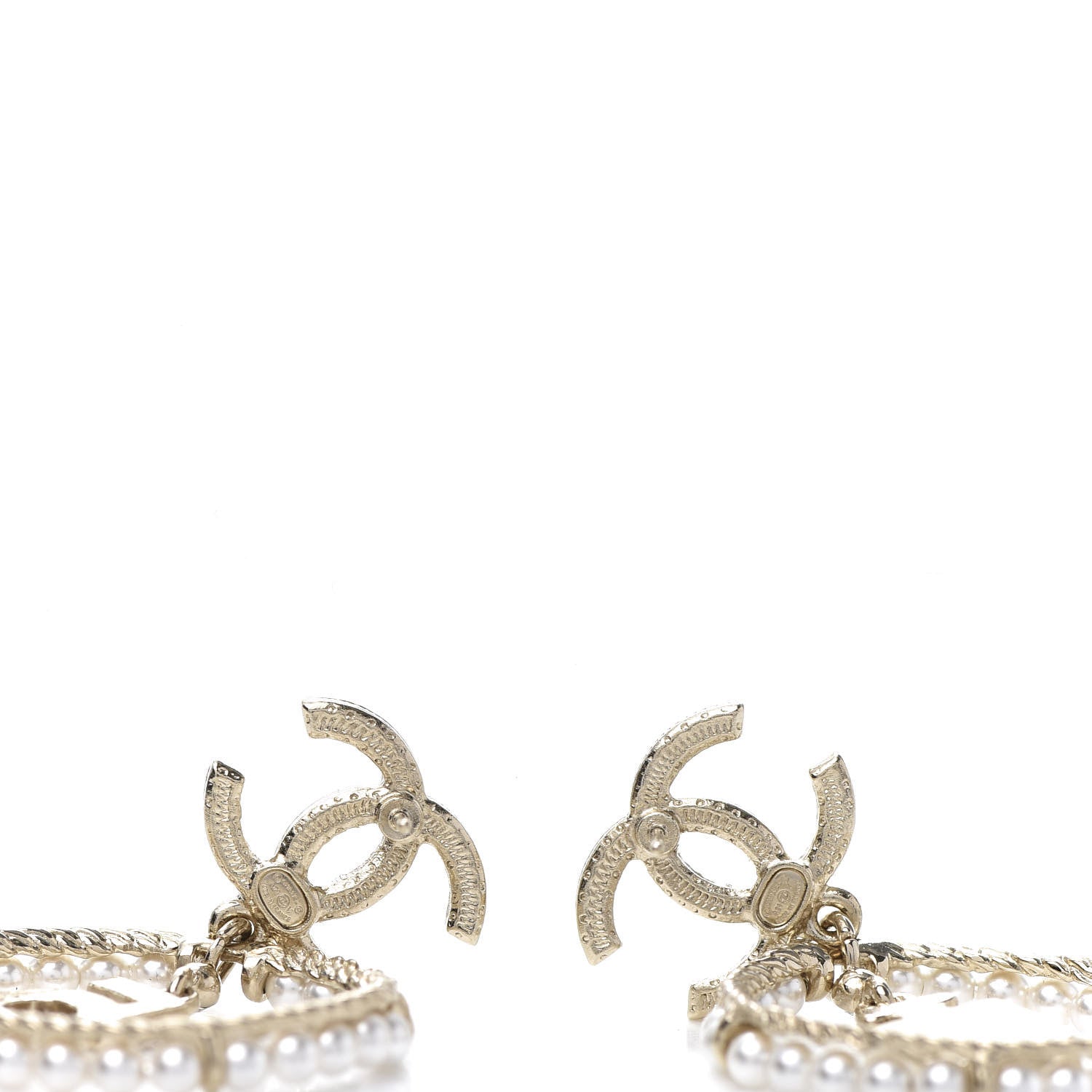 Chanel Crystal Pearl Charms CC Drop Earrings Gold 4 of 5