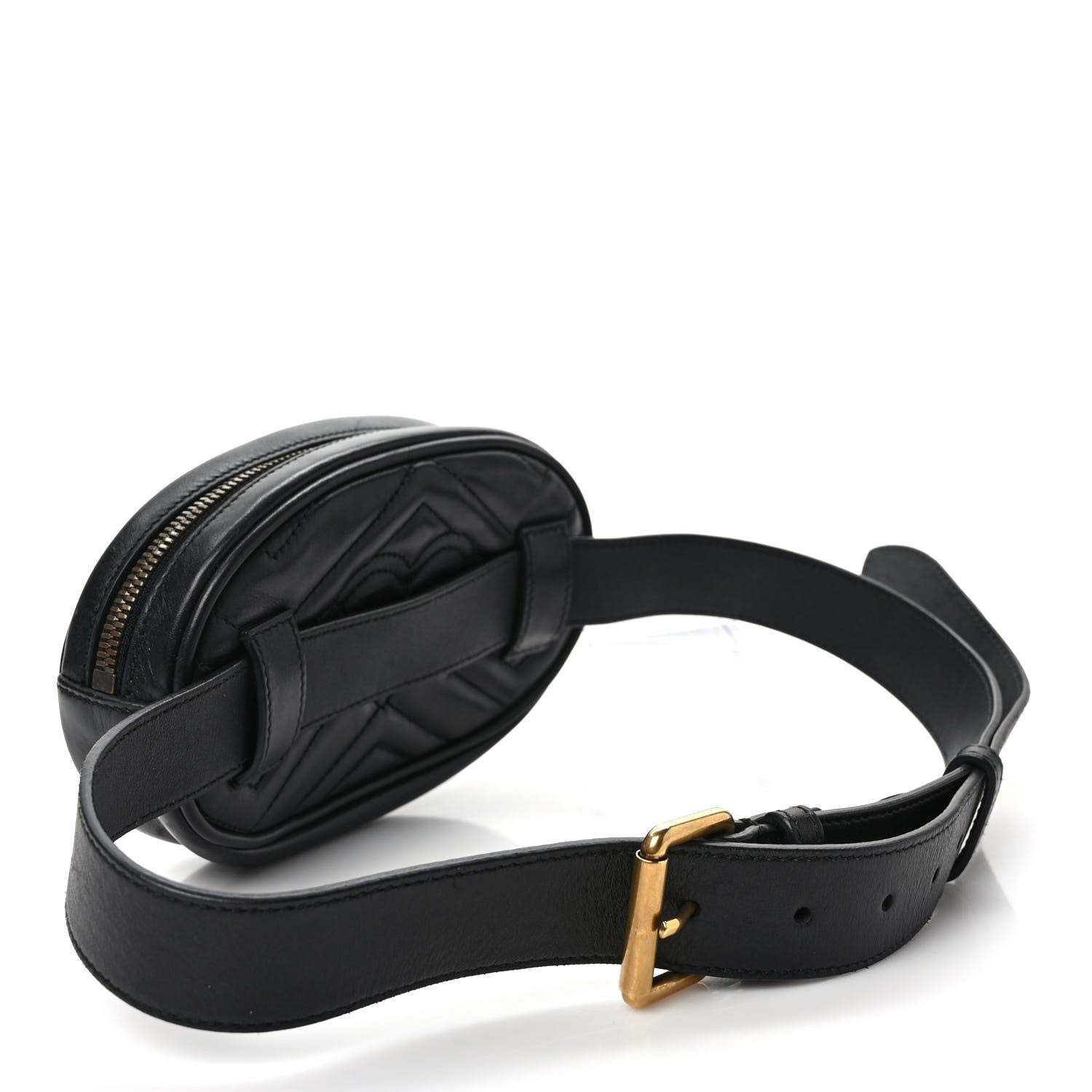 Gucci Calfskin Matelasse GG Marmont Belt Bag 75 30 Black 2 of 8