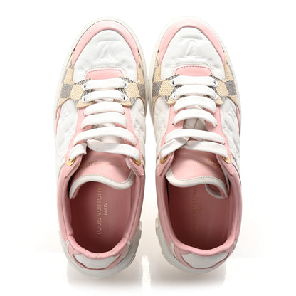 Louis Vuitton Monogram Embossed Calfskin Damier Azur Time Out Sneakers 38.5 Rose Clair Pink 2 of 10