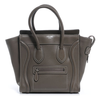 Celine Drummed Calfskin Micro Luggage Souris 1 of 8