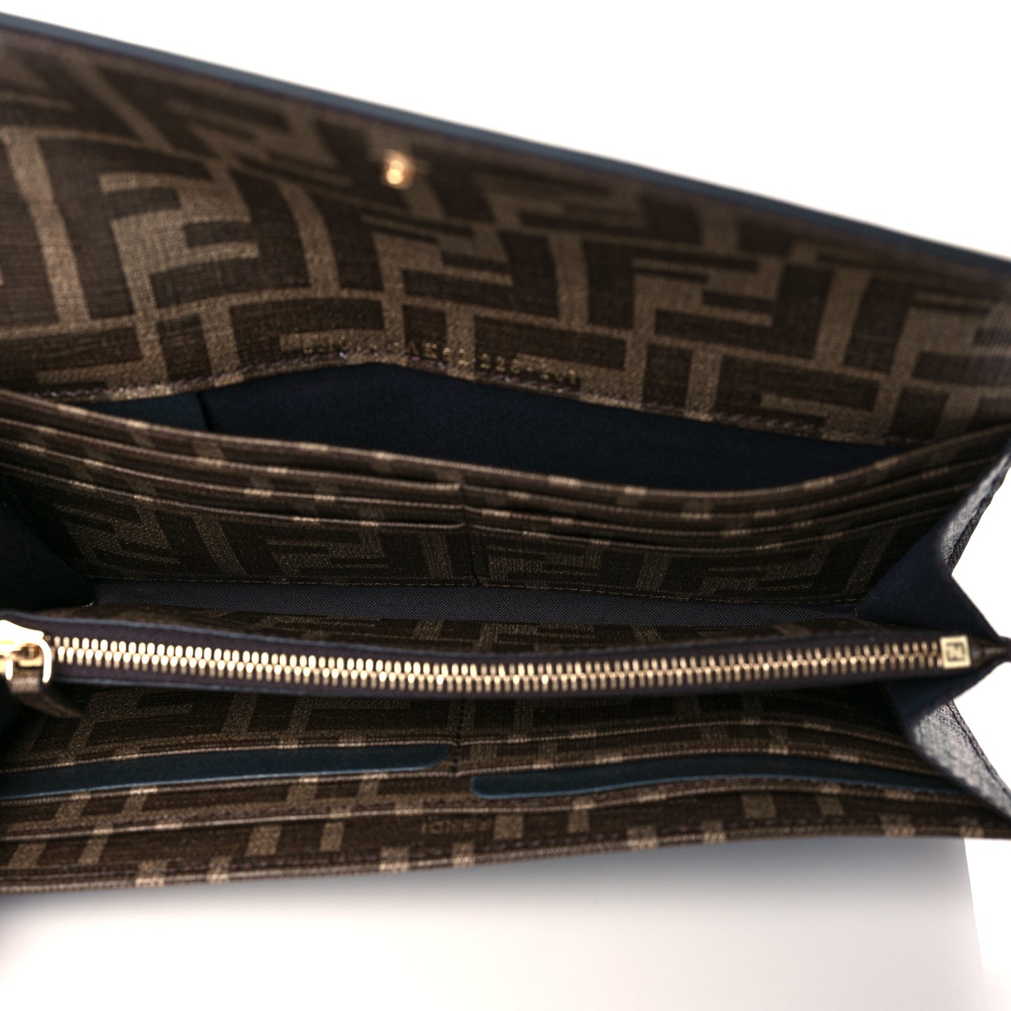 Glazed Fabric Vitello Liberty FF 1974 Logo Hairdo Girls Inlay Continental Wallet Mogano Panna Multicolor