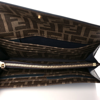 Fendi Glazed Fabric Vitello Liberty FF 1974 Logo Hairdo Girls Inlay Continental Wallet Mogano Panna Multicolor 4 of 8