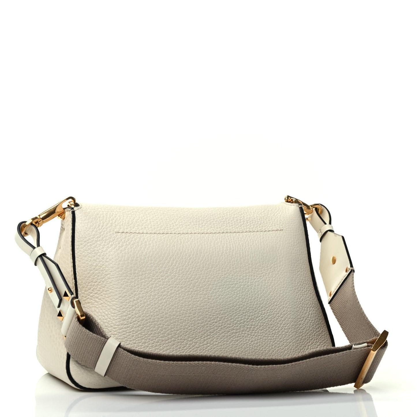 Pebbled Calfskin Small VRing Shoulder Bag Light Ivory