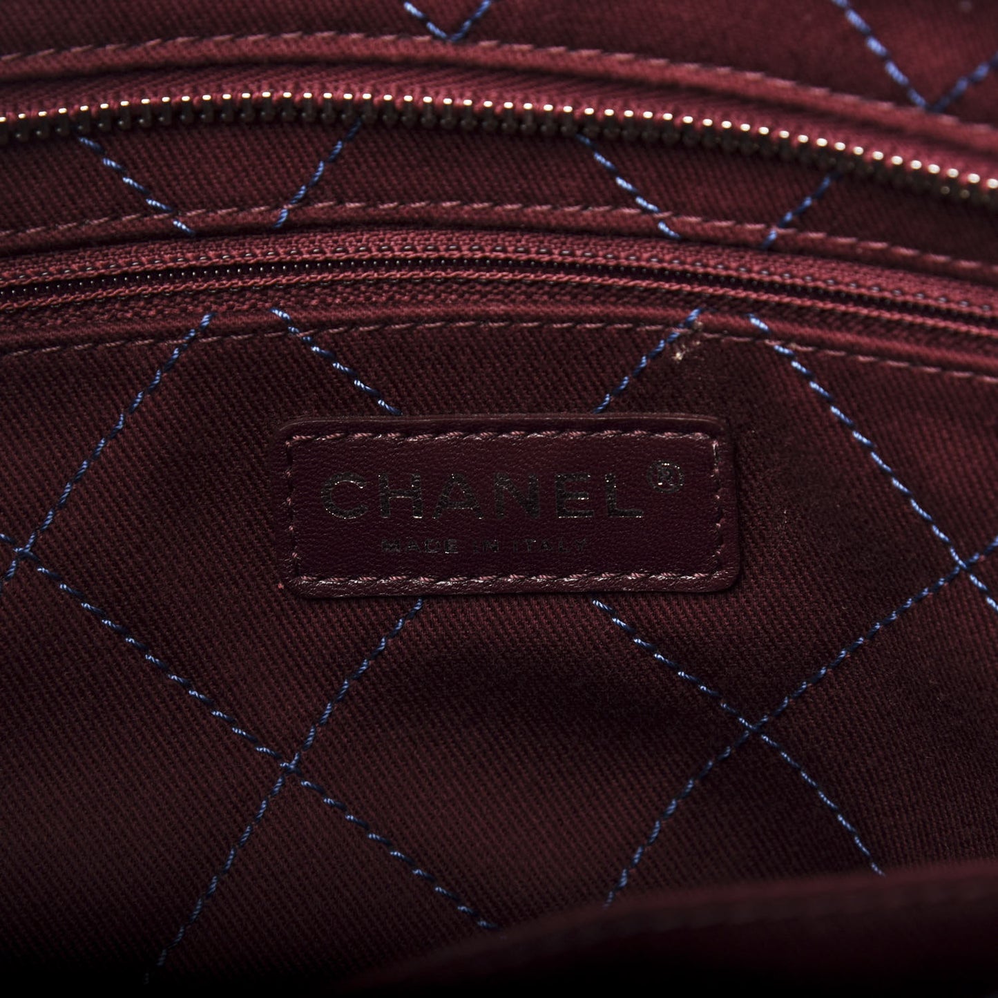 Grained Calfskin Quilted Small Daily Tote Blue