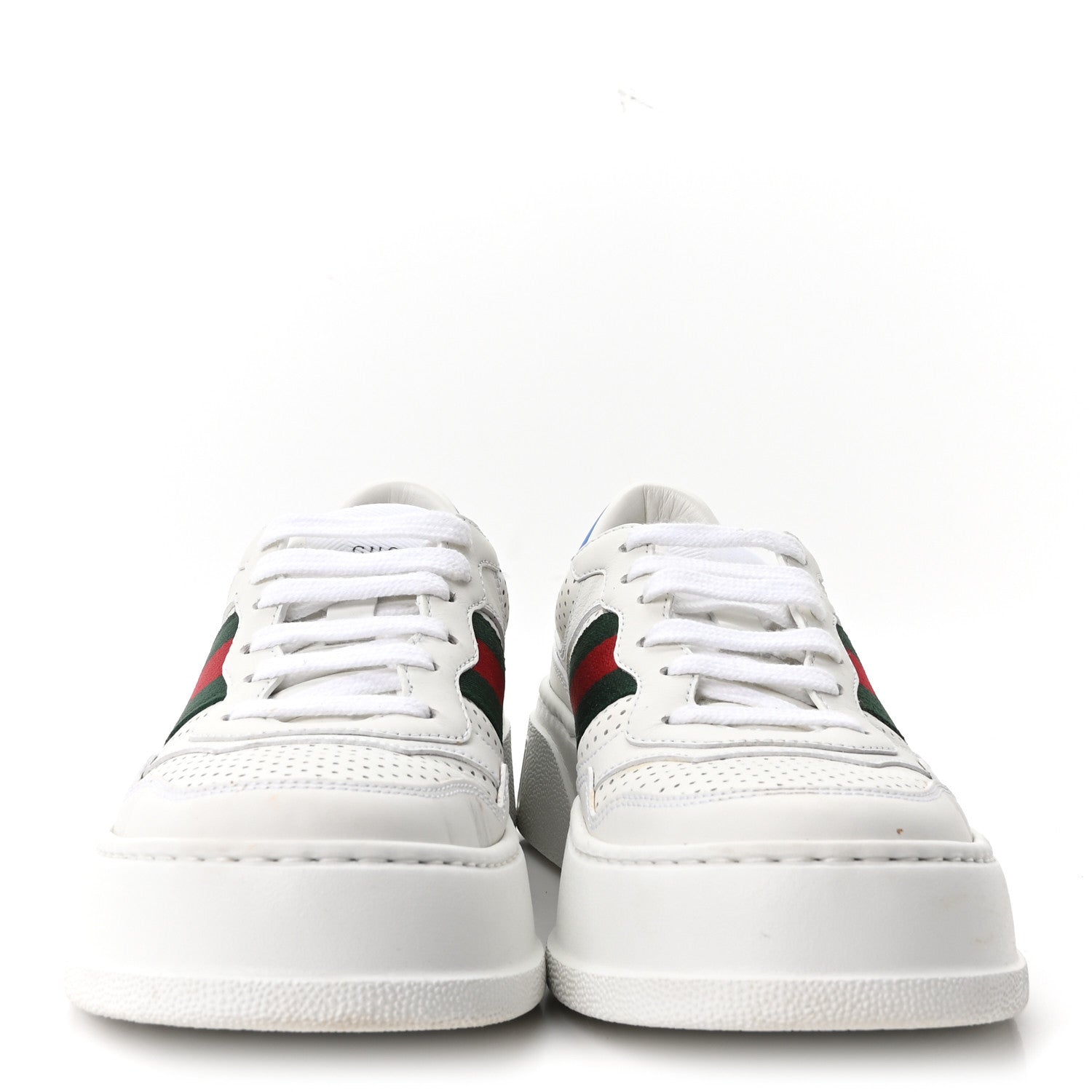 Gucci Calfskin Web Perforated Womens Platform 55mm Sneakers 37.5