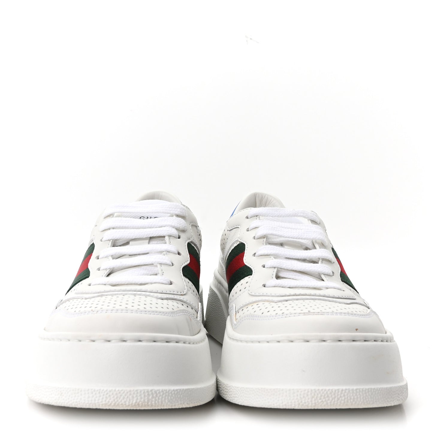 Calfskin Web Perforated Womens Platform 55mm Sneakers 37.5 White Bright Splash
