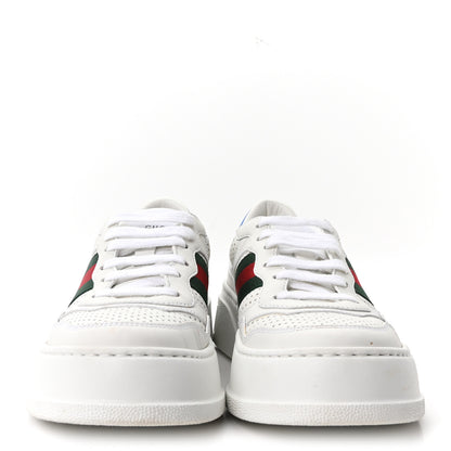 Gucci Calfskin Web Perforated Womens Platform 55mm Sneakers 37.5 White Bright Splash 3 of 9