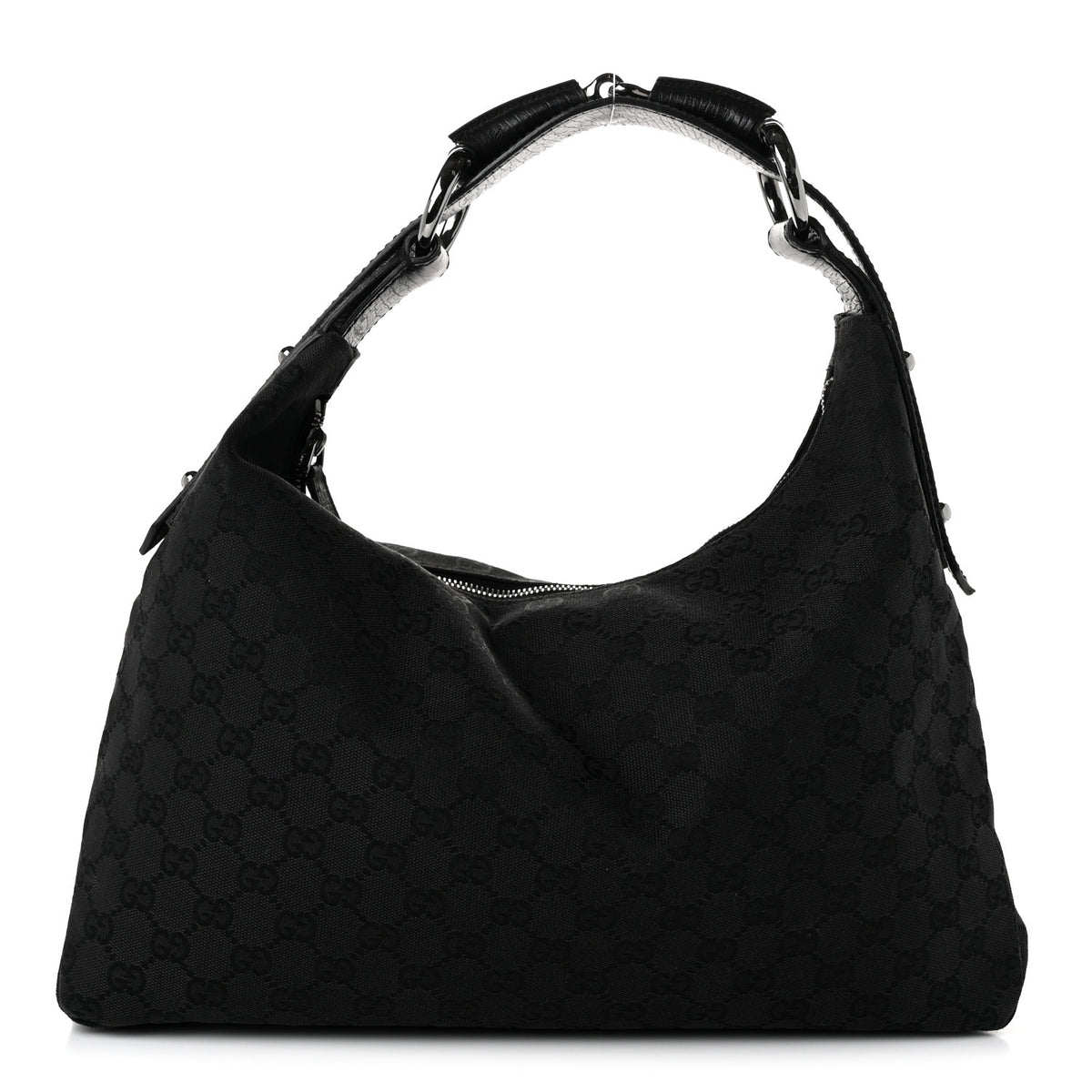 Monogram Medium Horsebit Chain Hobo Black