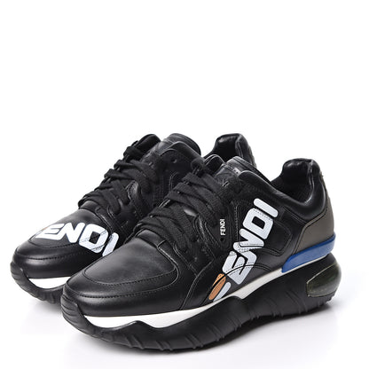 Fendi X FILA Vitello Mania Painted Womens Chunky Sneakers 37.5 Black Zucca Ice White 3 of 10