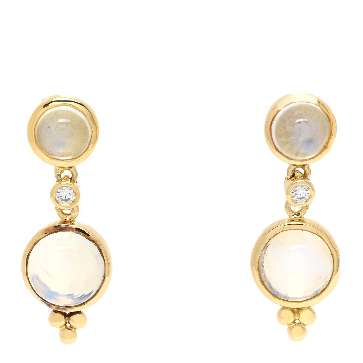 Temple St. Clair 18K Yellow Gold Diamond Moonstone Double Drop Earrings 1 of 6
