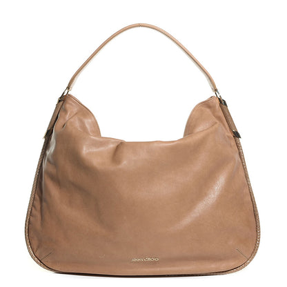 Jimmy Choo Satin Leather Elaphe Snakeskin Zoe Hobo Mink 1 of 8