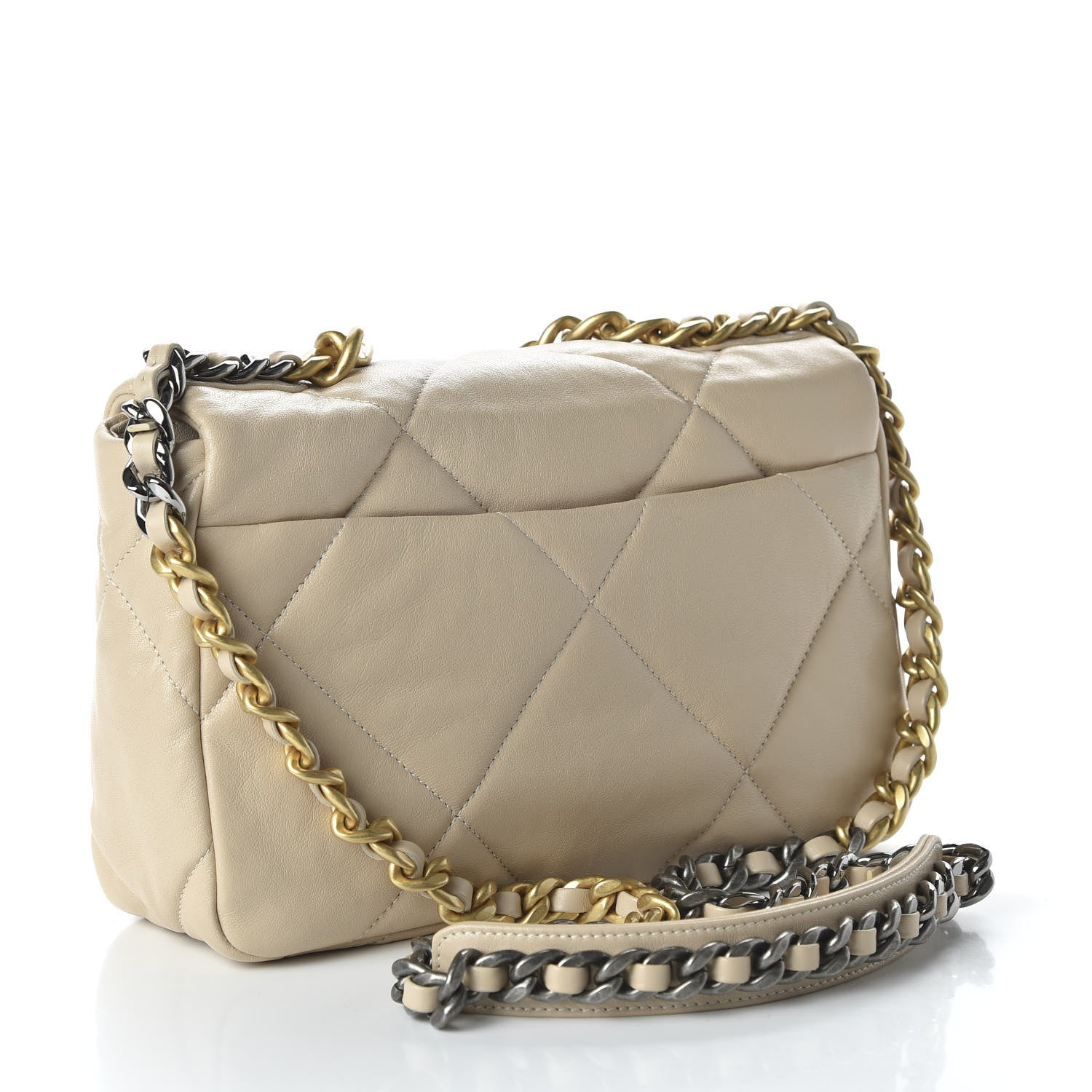 Chanel Lambskin Quilted Medium 19 Flap Light Beige 3 of 11