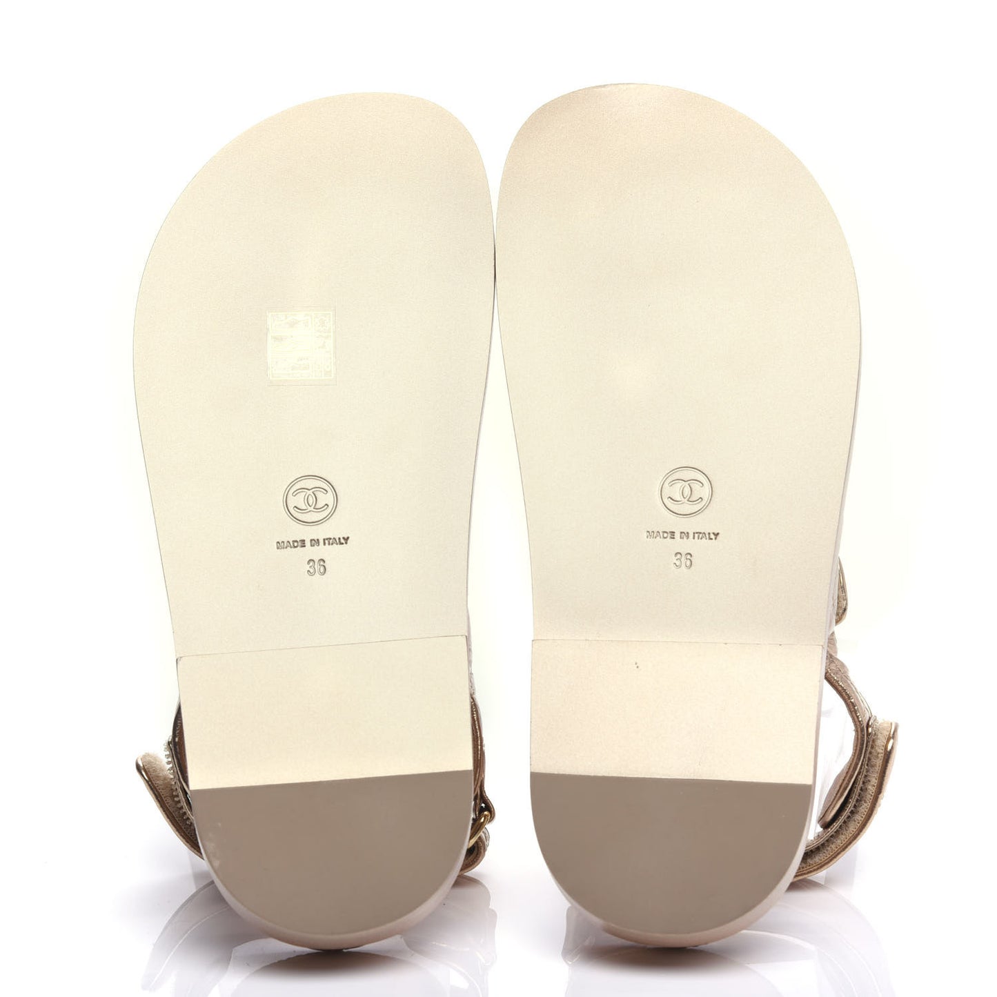 Iridescent Lambskin Quilted Velcro Dad Sandals 36 Light Bronze