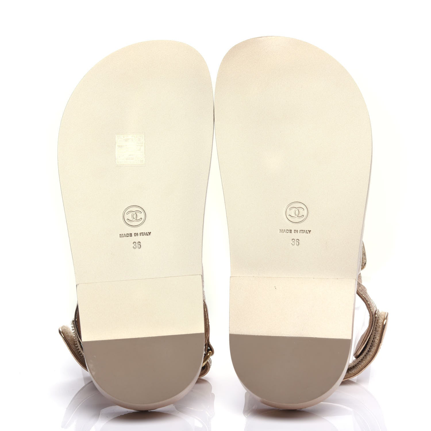 Chanel Iridescent Lambskin Quilted Velcro Dad Sandals 36 Light Bronze 6 of 11