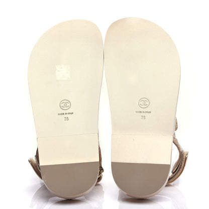 Chanel Iridescent Lambskin Quilted Velcro Dad Sandals 36 Light Bronze 6 of 11