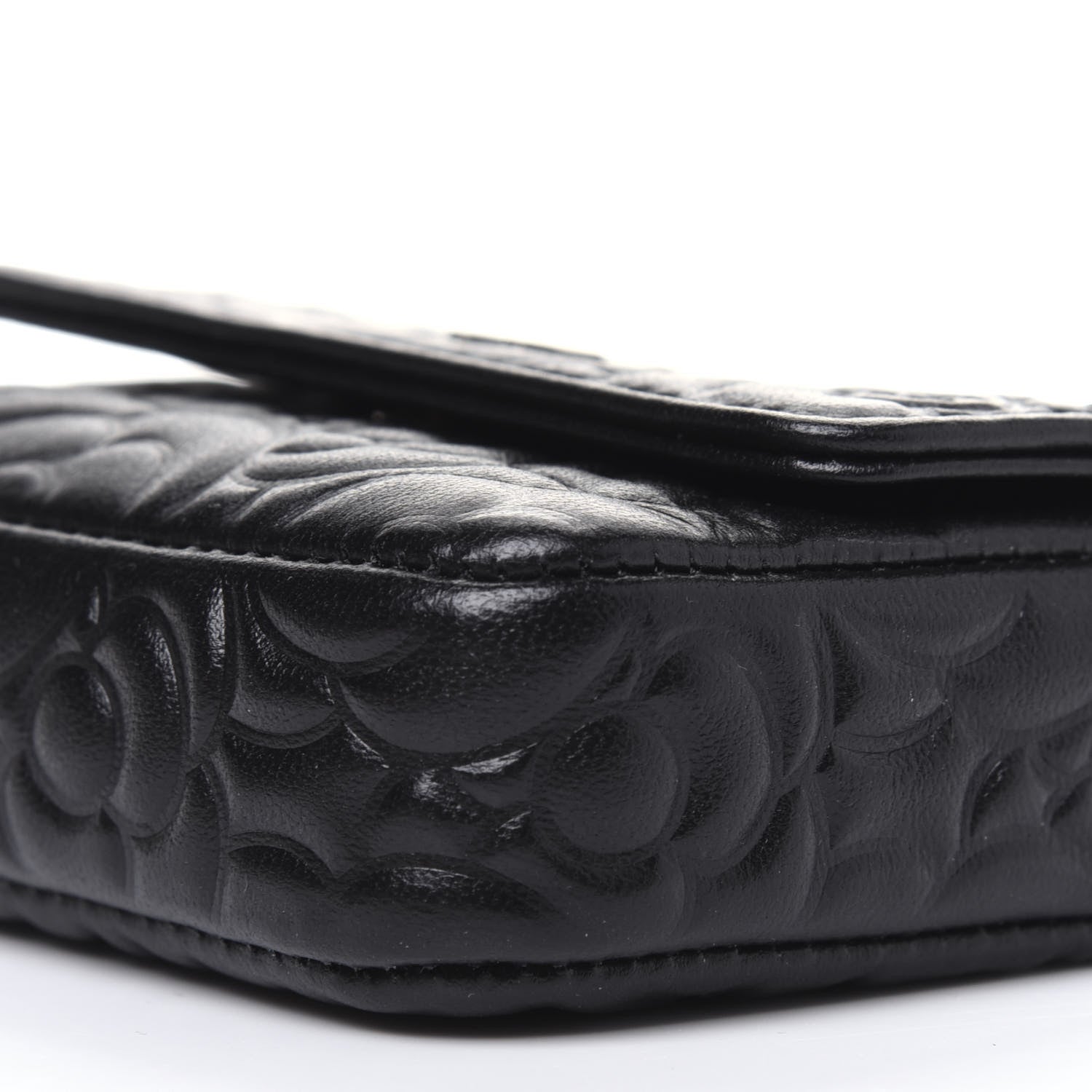 Chanel Lambskin Camellia Embossed Chain Belt Bag Black 10 of 13