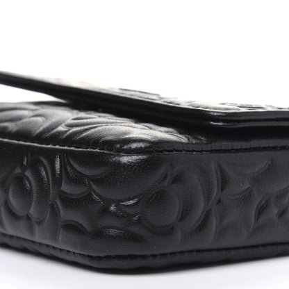 Chanel Lambskin Camellia Embossed Chain Belt Bag Black 10 of 13