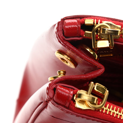 Prada Saffiano Vernice Small Galleria Double Zip Rosso 11 of 15
