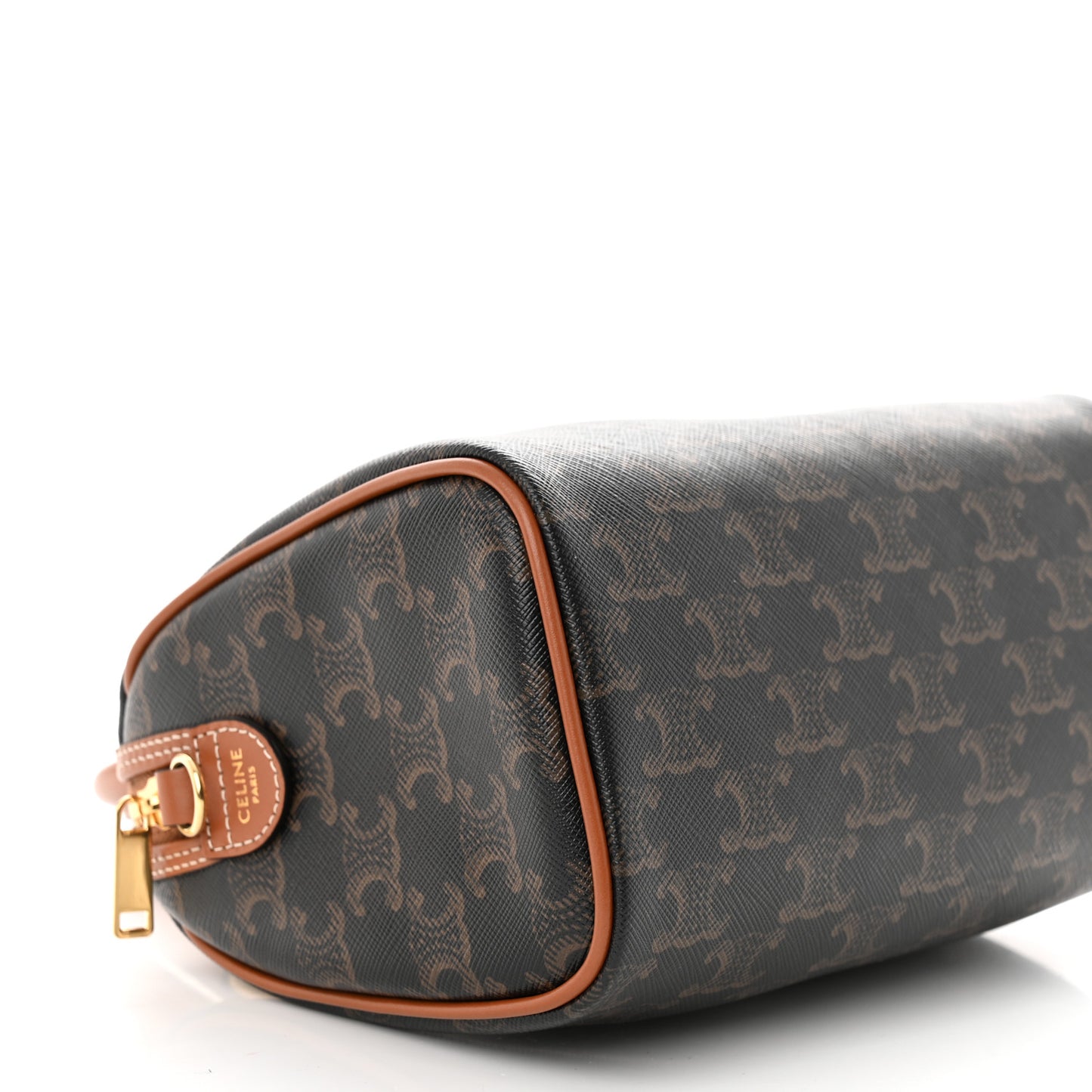 Triomphe Canvas Calfskin Small Boston Bag Tan