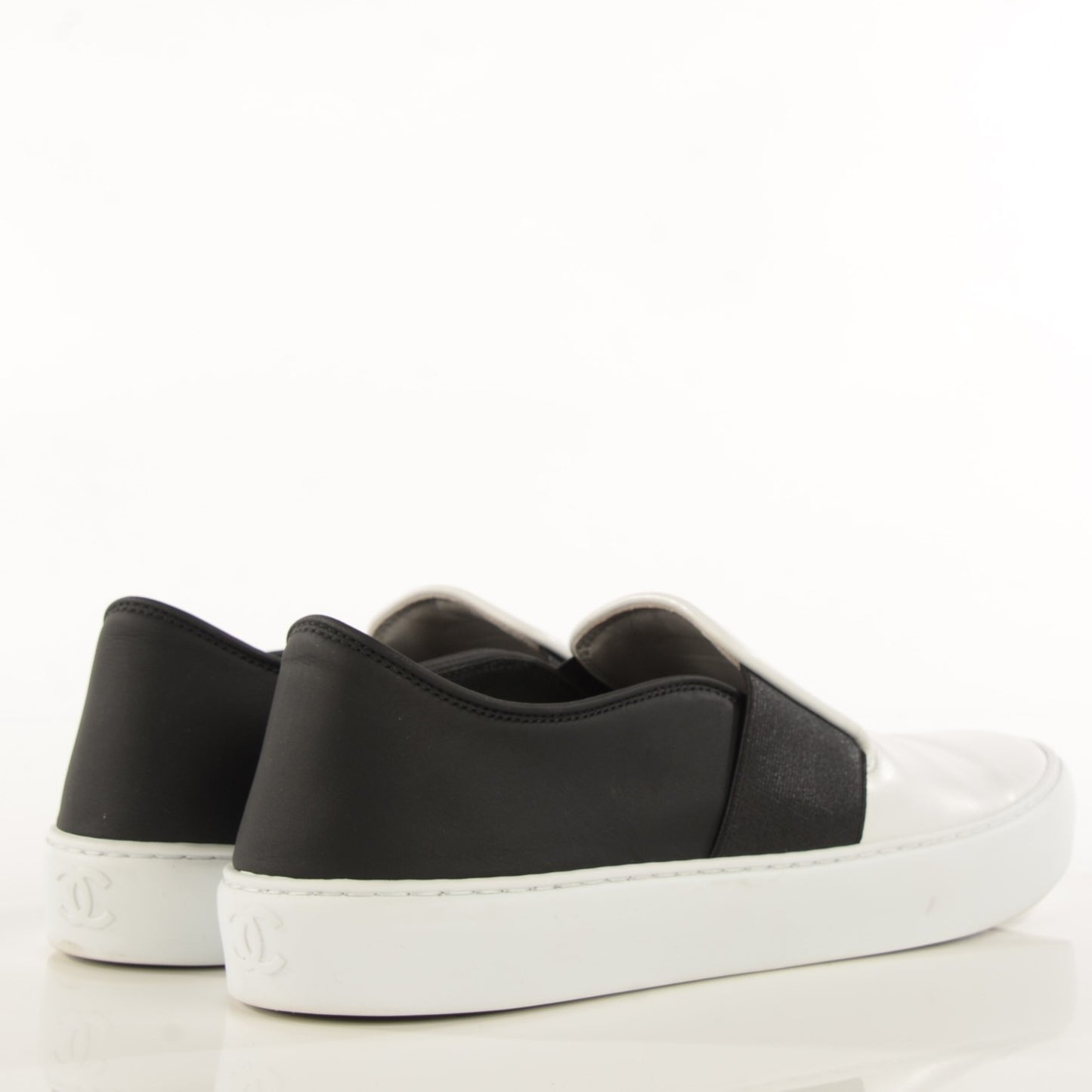 Leather Slip On Sneakers 37.5 White Black
