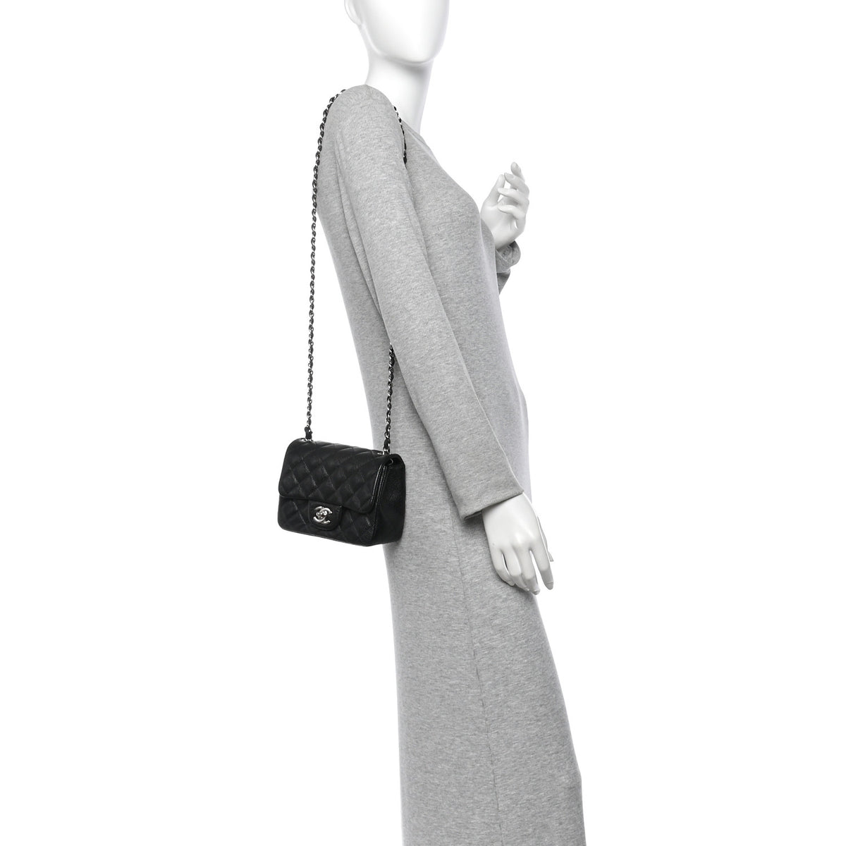 Caviar Quilted Mini Square Flap Black