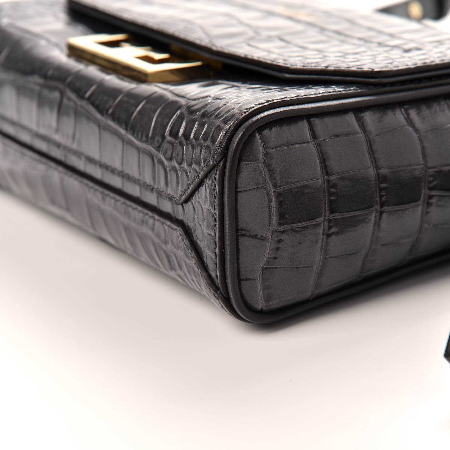 Givenchy Calfskin Crocodile Embossed Eden Mini Top Handle Storm Grey 7 of 8