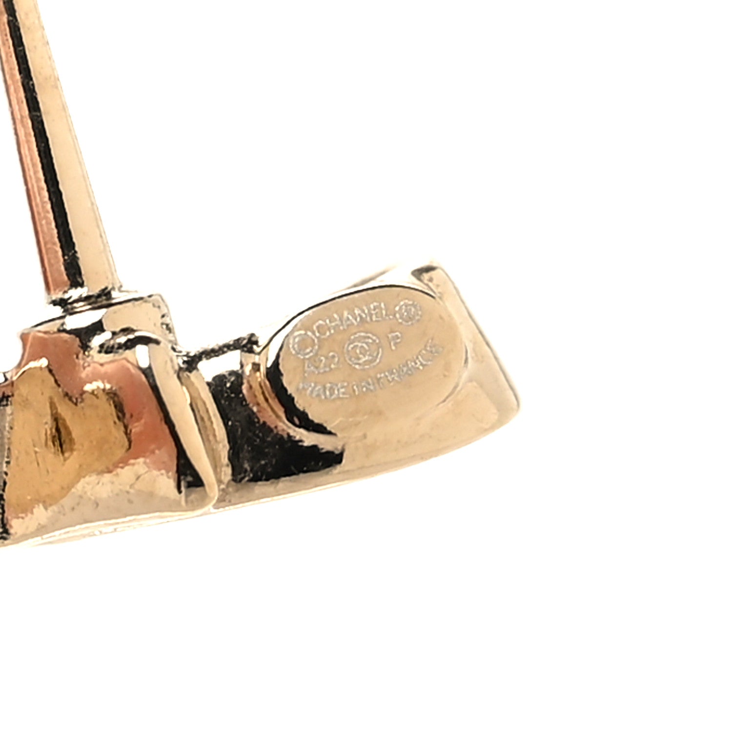 Chanel Metal Crystal Coco Script CC Climber Earrings Gold 4 of 5