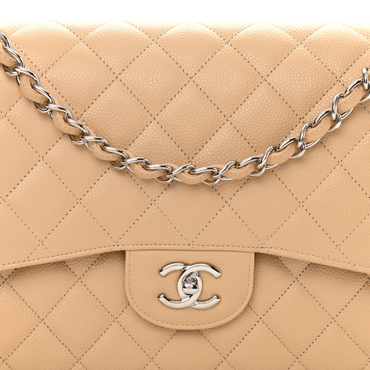 Chanel Caviar Quilted Jumbo Double Flap Beige Clair 8 of 10