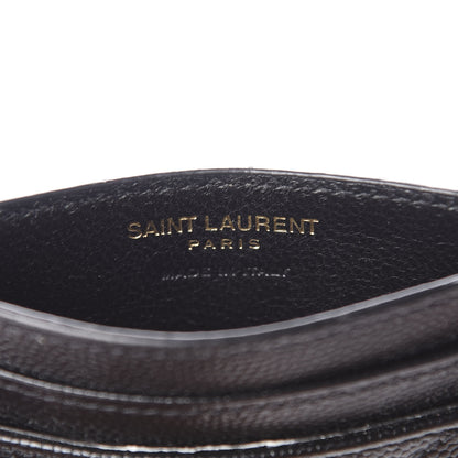 Saint Laurent Grain De Poudre Matelasse Chevron Monogram Credit Card Case Black 4 of 7