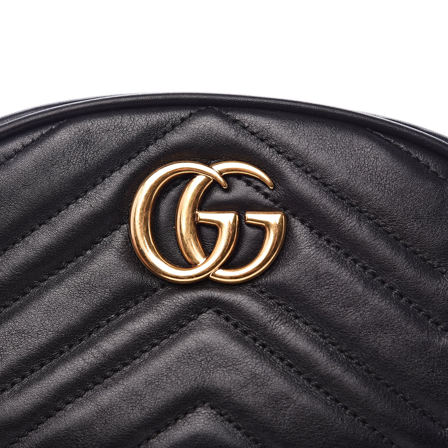 Gucci Calfskin Matelasse GG Marmont Belt Bag 85 34 Black 8 of 14