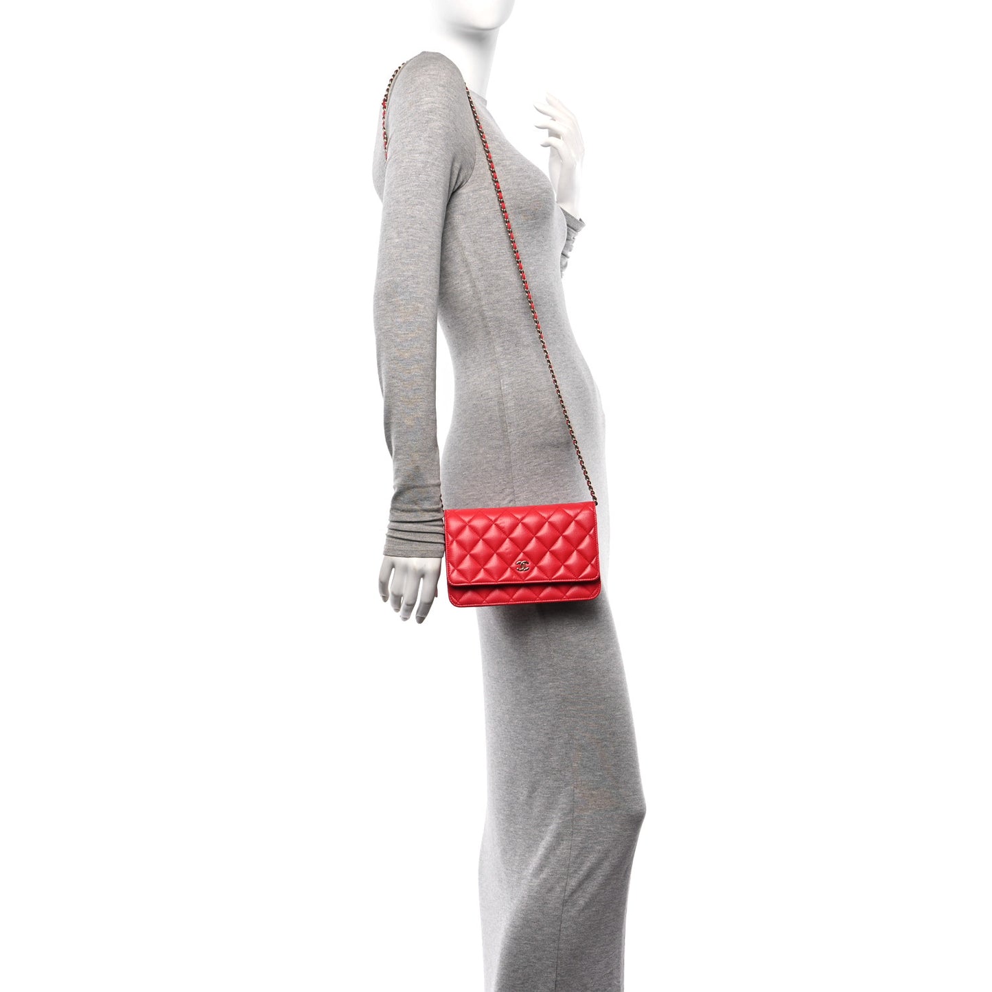 Caviar Quilted Wallet On Chain WOC Red