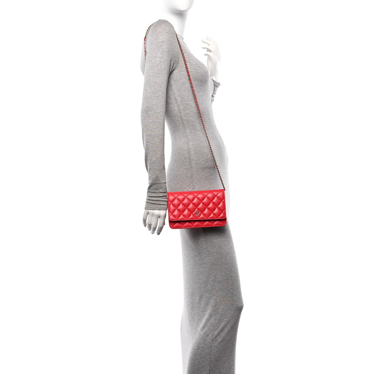 Chanel Caviar Quilted Wallet On Chain WOC Red 2 of 11