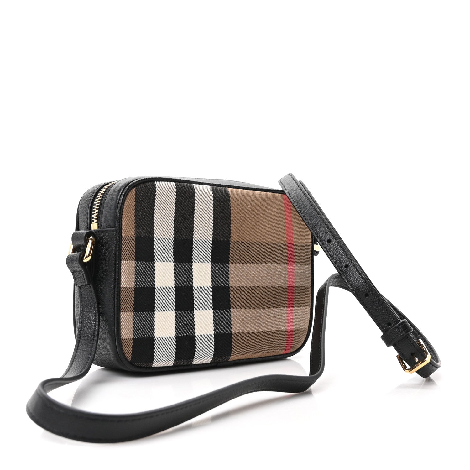 Burberry Giant Check Calfskin Smal Camera Bag Black 1918650