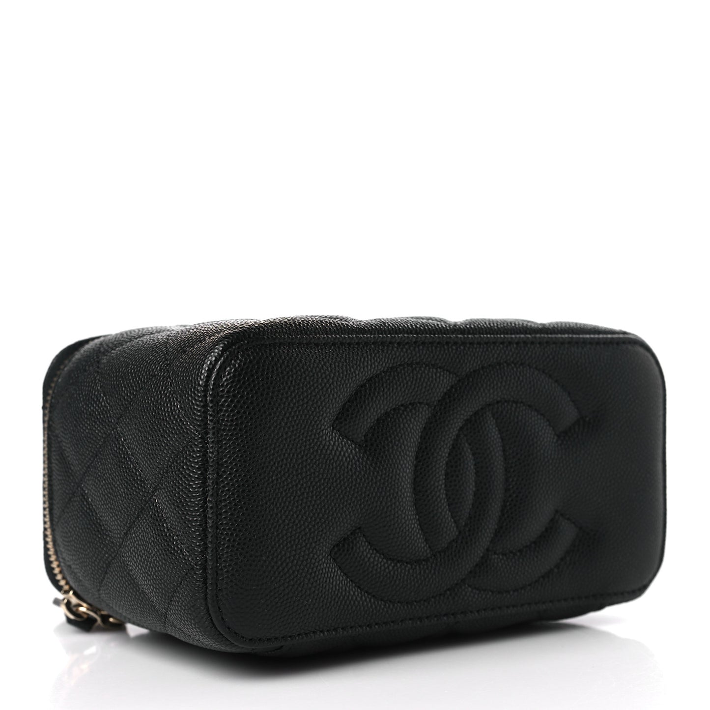 Caviar Quilted Small Vanity Case With Chain Black