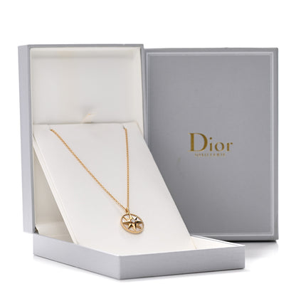 Christian Dior 18K Yellow Gold Diamond Mother of Pearl Rose Des Vents Medallion Necklace 7 of 7