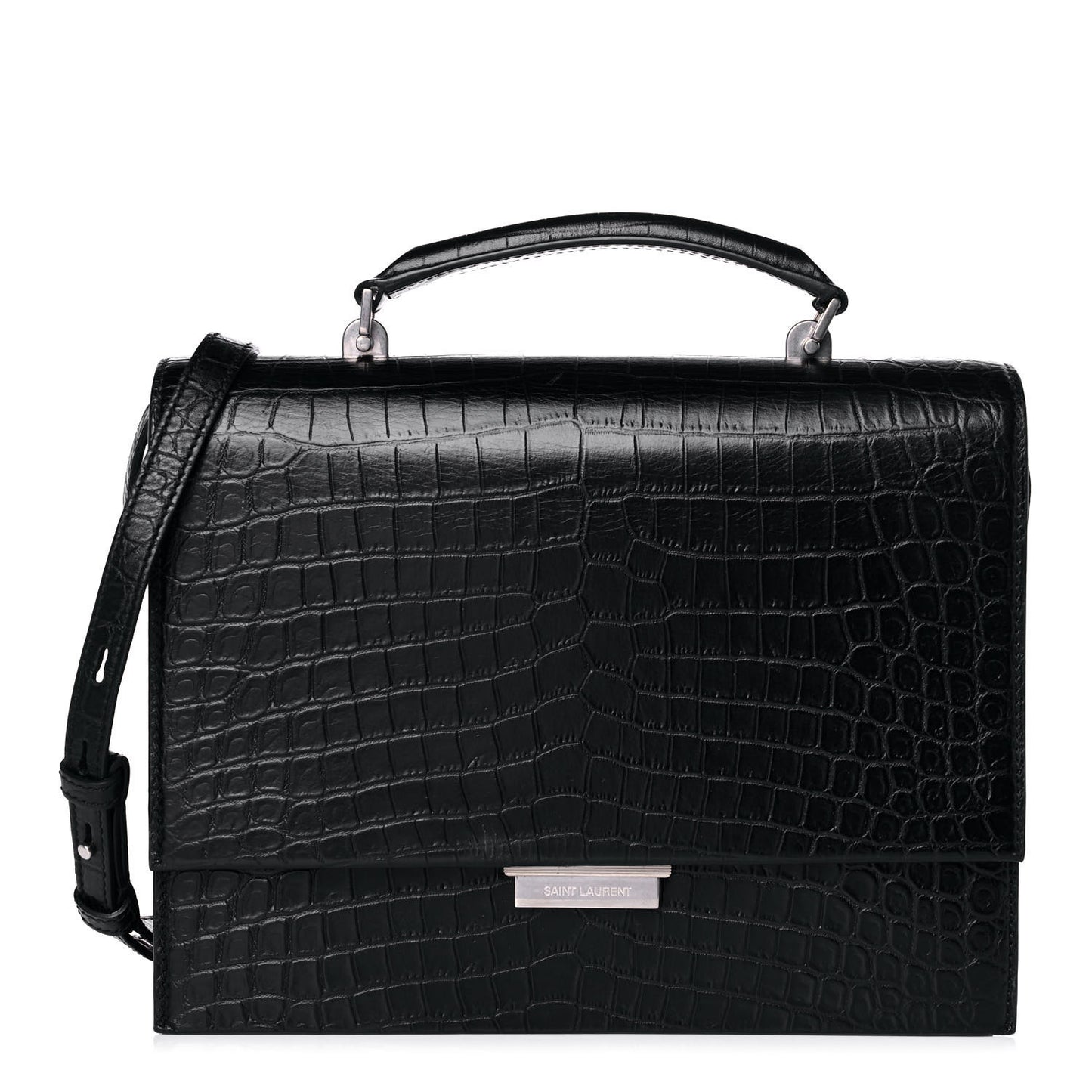 Calfskin Crocodile Embossed Medium Babylone Black