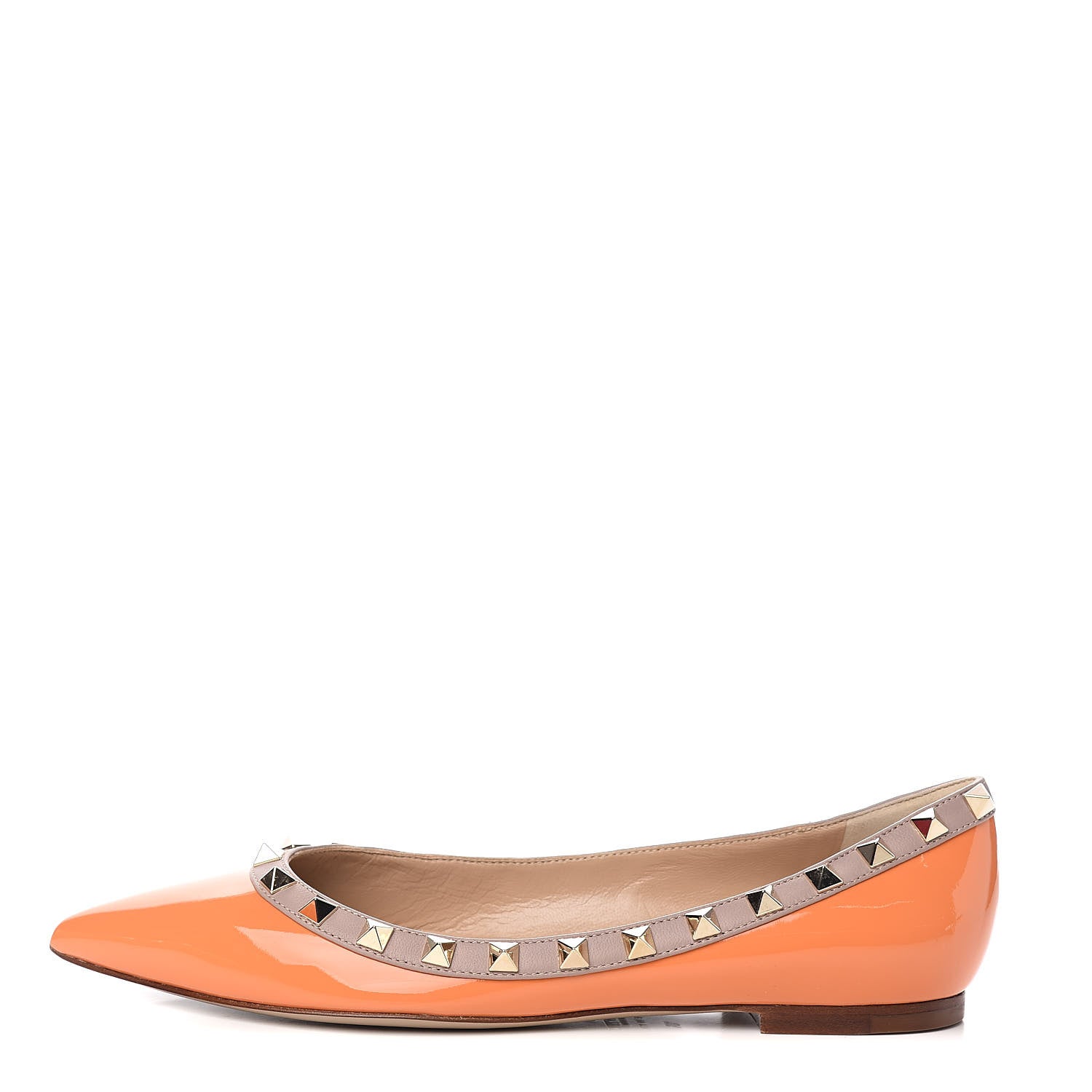 Valentino Garavani Patent Nappa Rockstud Ballerina Flats 36 Melon Sorbet Poudre 1 of 9