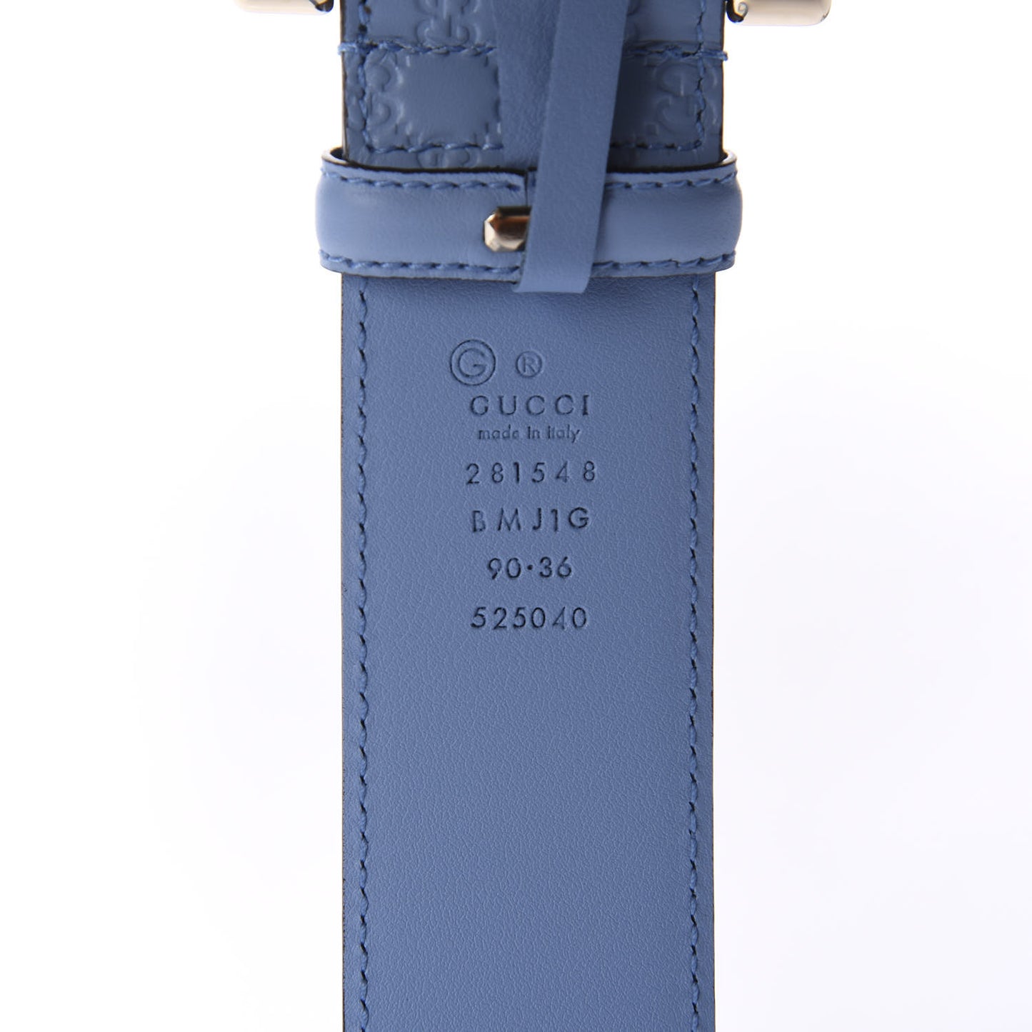 Soft Microguccissima Margaux Calfskin Belt 90 36 Mineral Blue