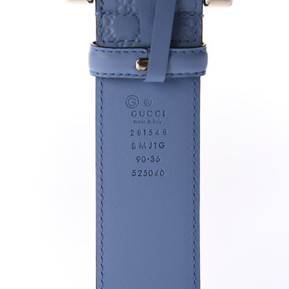 Gucci Soft Microguccissima Margaux Calfskin Belt 90 36 Mineral Blue 3 of 3