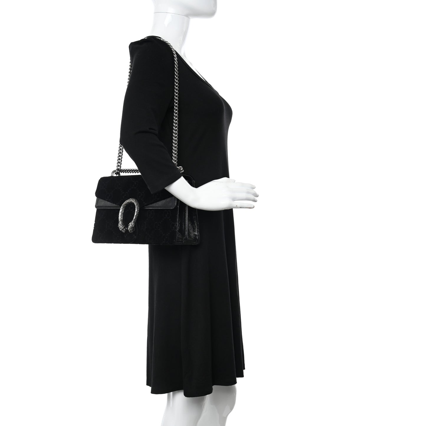 Velvet GG Monogram Small Dionysus Shoulder Bag Black