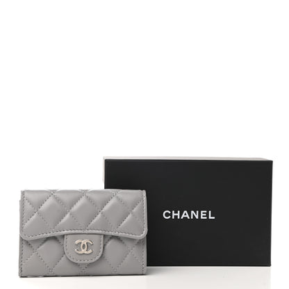 Chanel Lambskin Quilted Flap Card Holder Wallet Grey 9 of 9