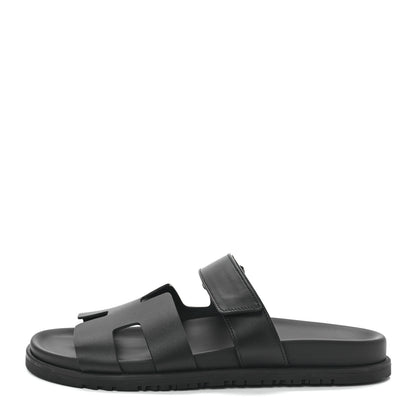 Hermes Calfskin Womens Chypre Sandals 40 Black 1 of 9