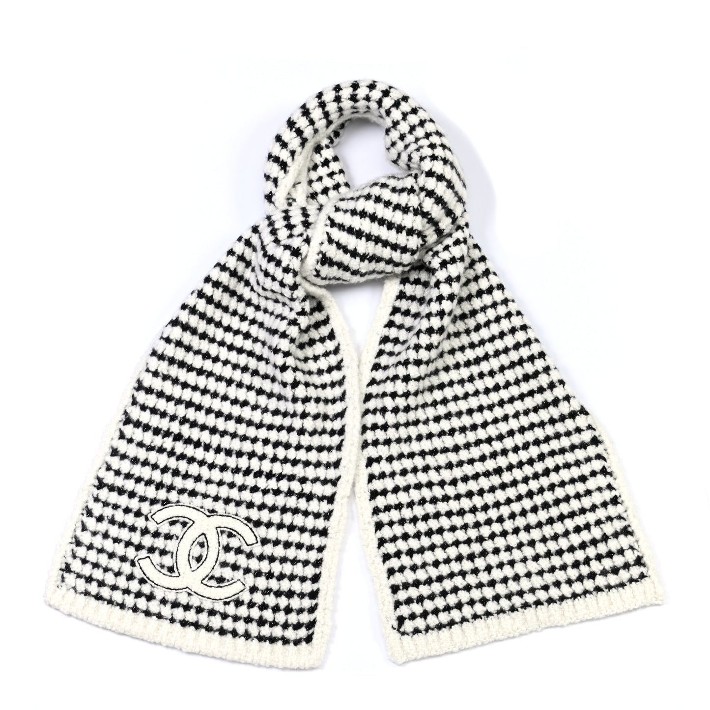 Cashmere Silk CC Scarf Black White