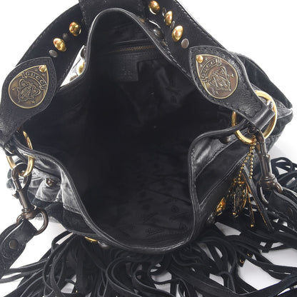 Gucci Calfskin Suede Fringe Babouska Hobo Black 6 of 11
