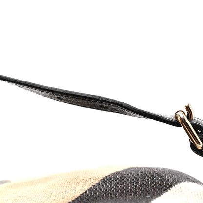 Burberry Overdyed Canvas Mega Check Heart Print Medium Chiltern Backpack Black 12 of 13