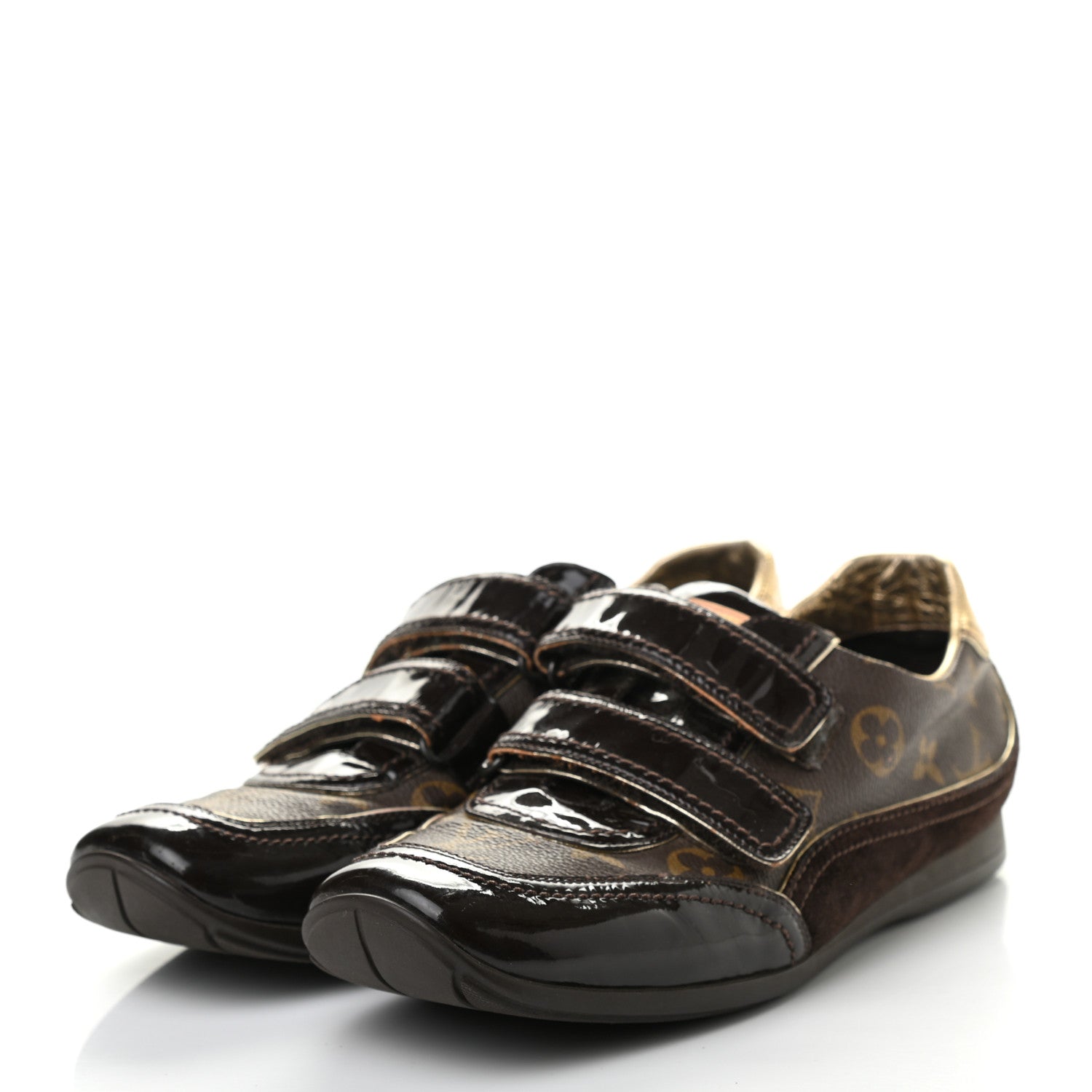 Louis Vuitton Monogram Suede Patent Speeding Velcro Sneakers 39 3 of 10