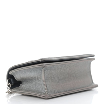 Christian Dior Metallic Grained Calfskin Baby Diorama Flap Bag Grey 3 of 10