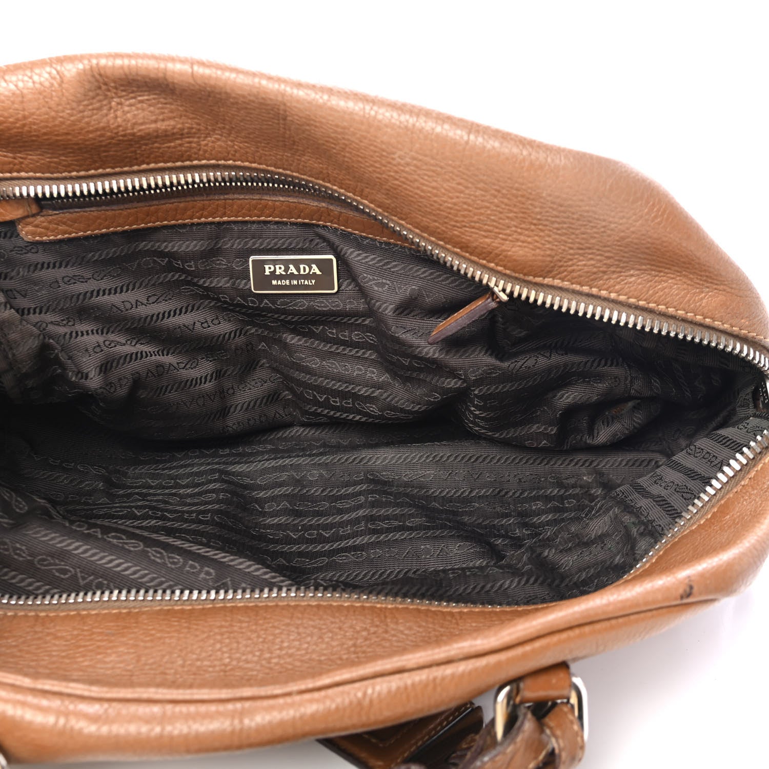 Prada Vitello Daino Embossed Logo Bowler Cuoio 4 of 4